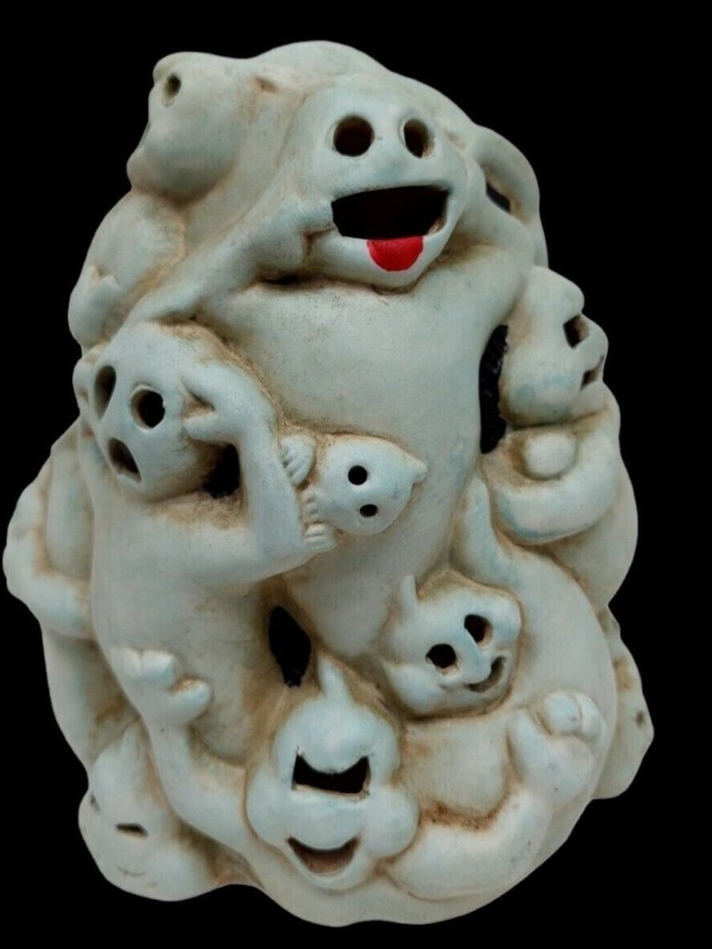 Ghost Cluster Lighted Table Decor Ceramic Halloween Electric 6"